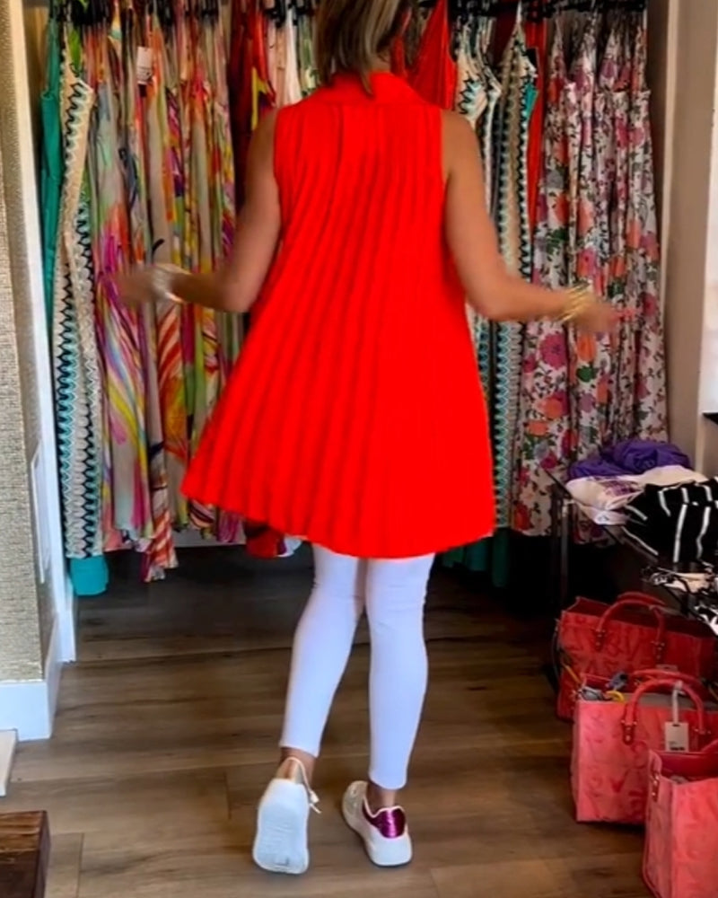 Adriana - Mouwloze top met ruches en revers