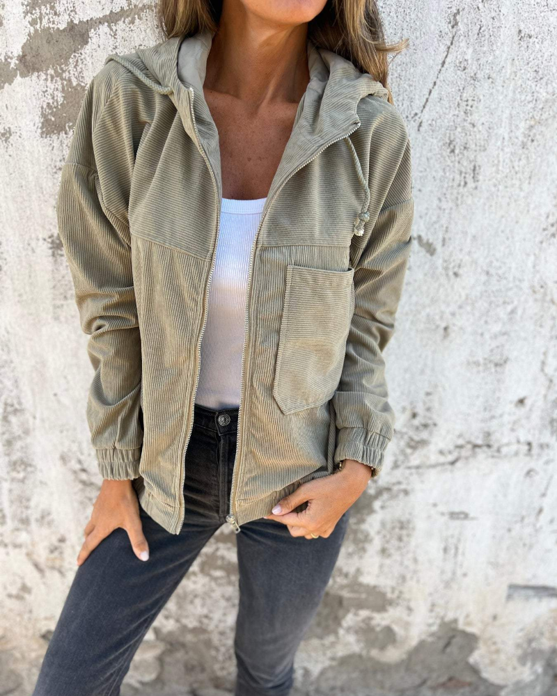 Ella - Corduroy capuchonjack met rits