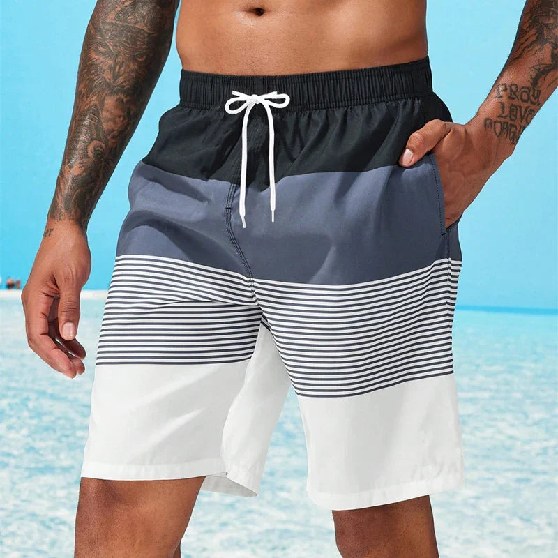 Jack | Heren Sneldrogende Gestreepte Zwemshort met Elastische Tailleband