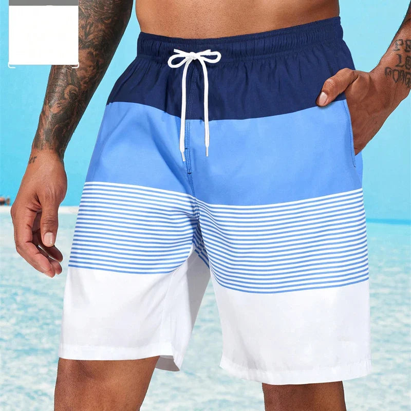 Jack | Heren Sneldrogende Gestreepte Zwemshort met Elastische Tailleband