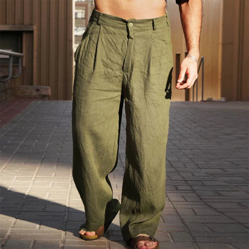 Malik – Linnen broek met wijde pijpen