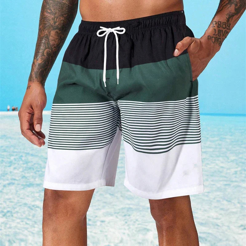 Jack | Heren Sneldrogende Gestreepte Zwemshort met Elastische Tailleband
