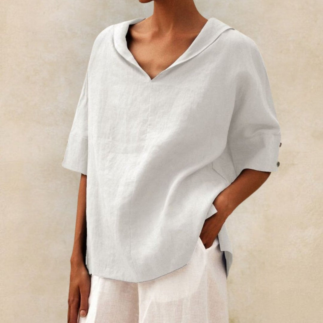 Michal - Dames Casual Linnen V-Hals Shirt