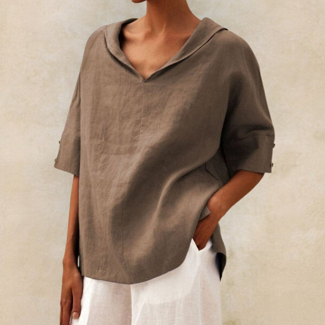 Michal - Dames Casual Linnen V-Hals Shirt
