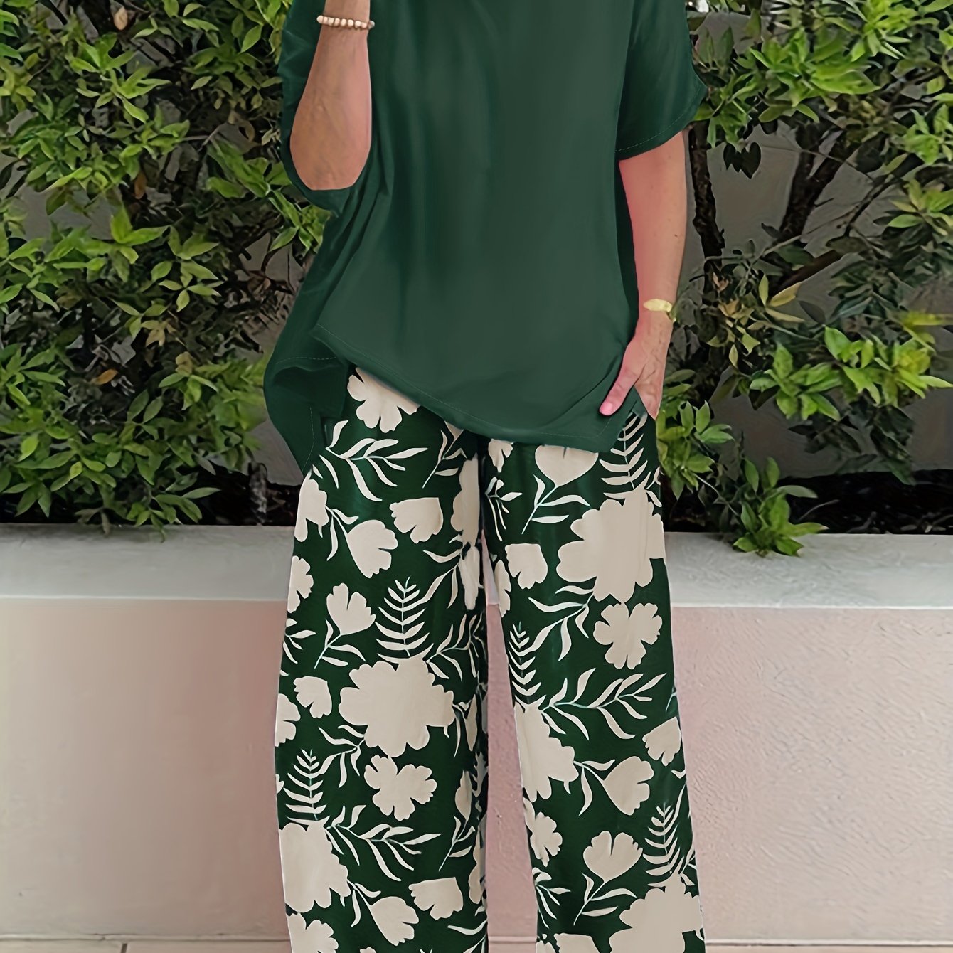 Europese en Amerikaanse Plus Size Damesmode Bedrukte 2-delige Set