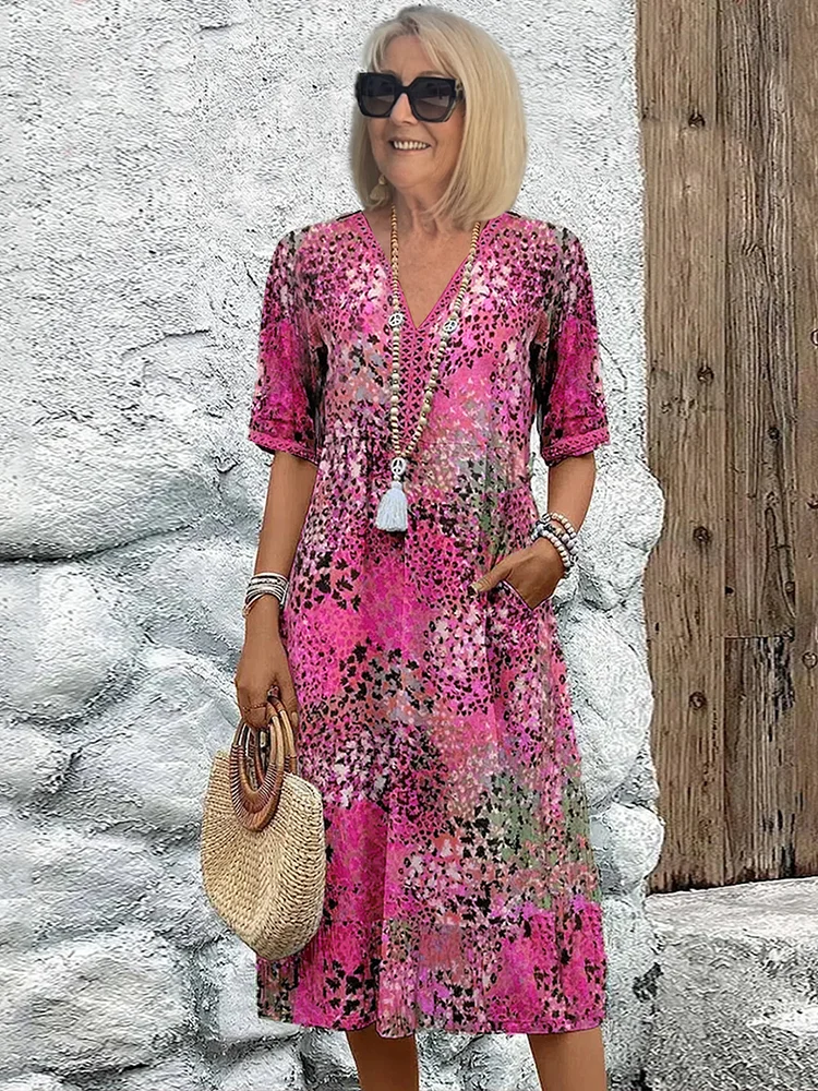Samantha™ | Elegante Bloemen Midi Jurk