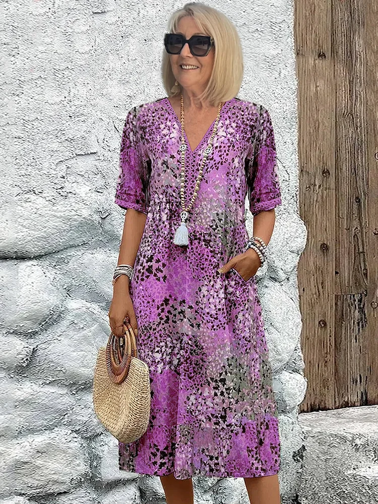 Samantha™ | Elegante Bloemen Midi Jurk