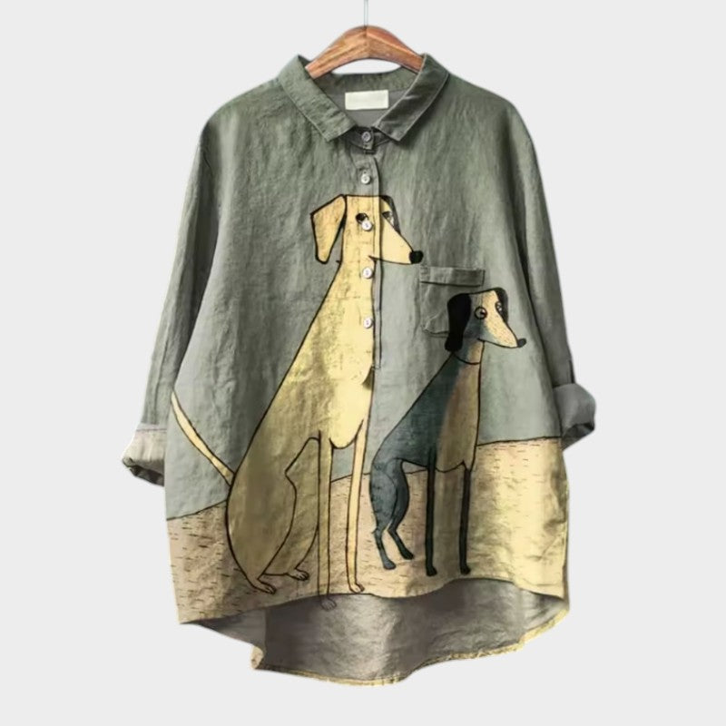 Arjan - Exclusieve Damesblouse met Hondenprint