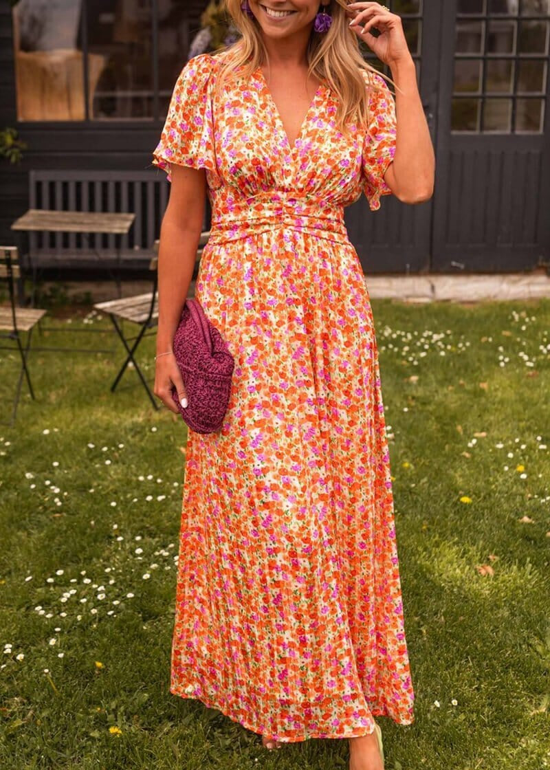 Amelia – Elegante Maxi Jurk met V-Hals