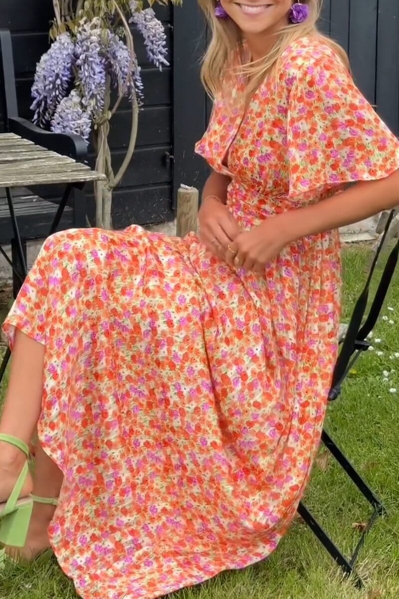 Amelia – Elegante Maxi Jurk met V-Hals