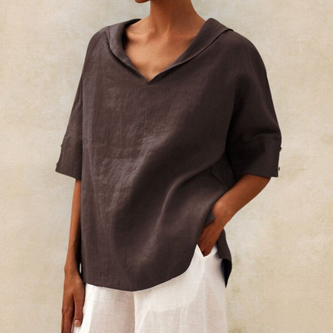 Michal - Dames Casual Linnen V-Hals Shirt