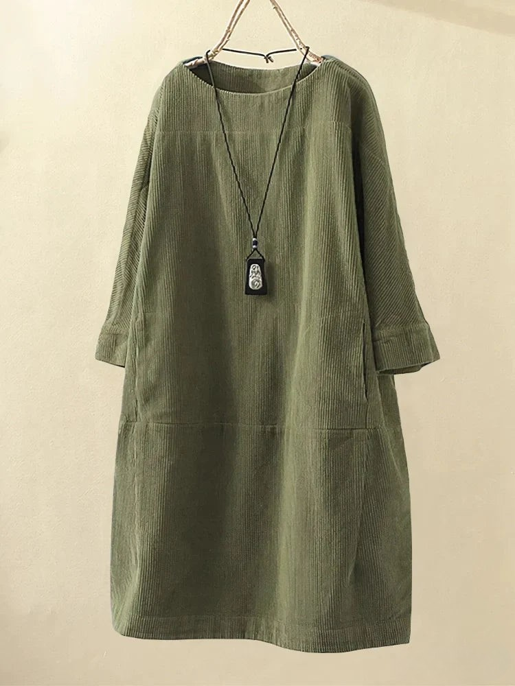 Niet-Dualiteit - Vintage Corduroy Relaxed Jurk