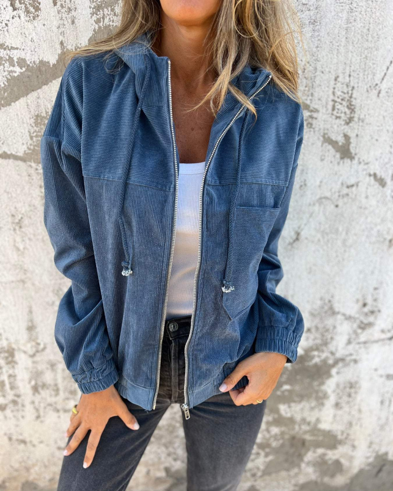 Ella - Corduroy capuchonjack met rits