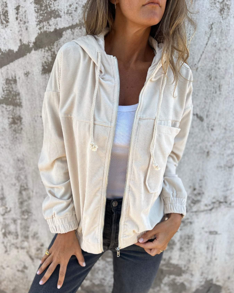Ella - Corduroy capuchonjack met rits