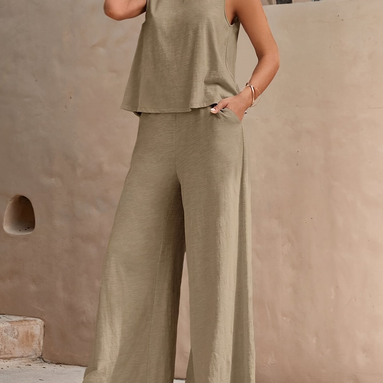 Femke - Stijlvolle Mouwloze Top & Wijde Broek
