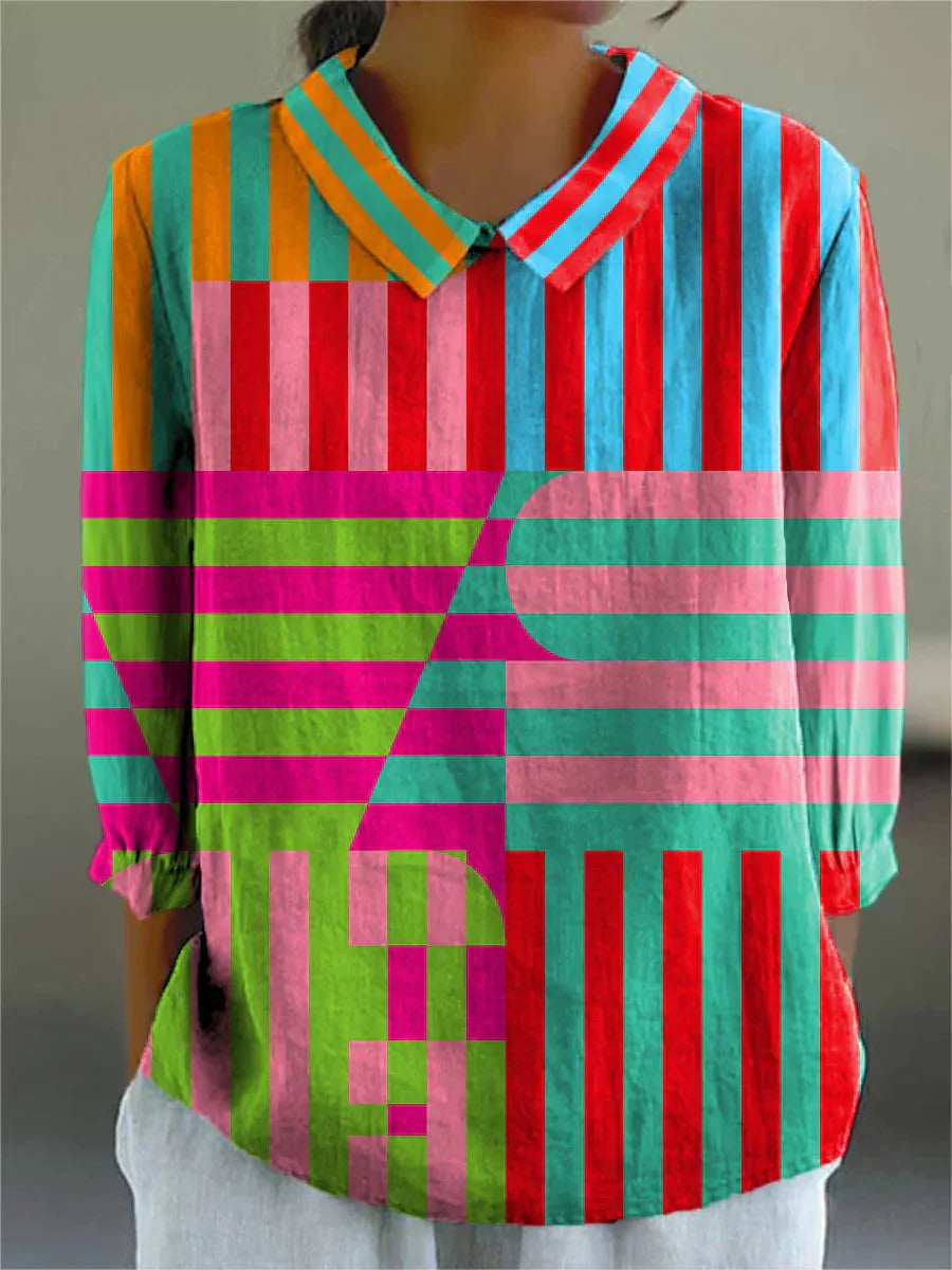 Elle | Vintage Kleurvolle Blouse