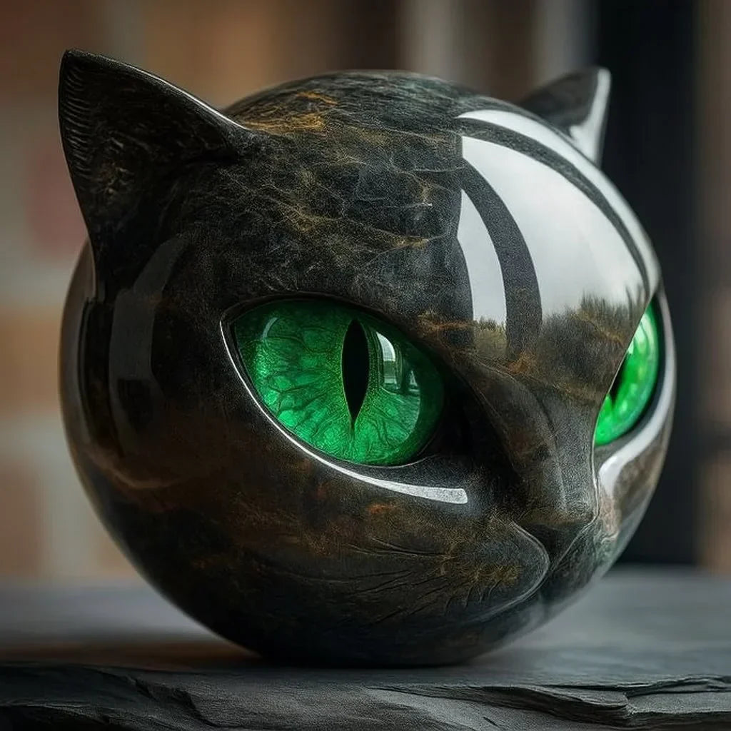NyxCharm - Mystiek Zwart Kattenhoofd Beeldhouwwerk