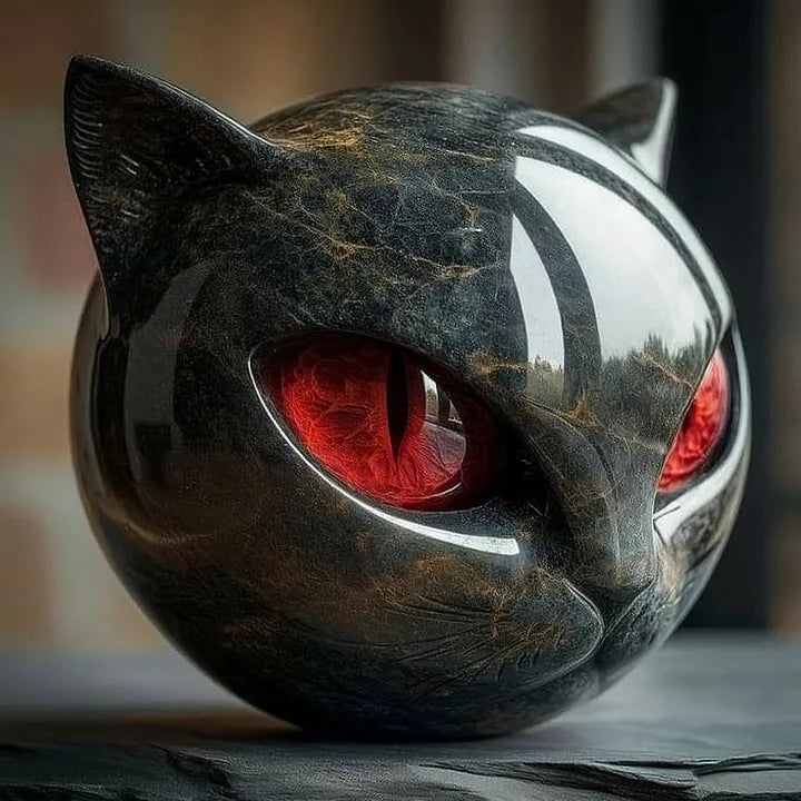 NyxCharm - Mystiek Zwart Kattenhoofd Beeldhouwwerk