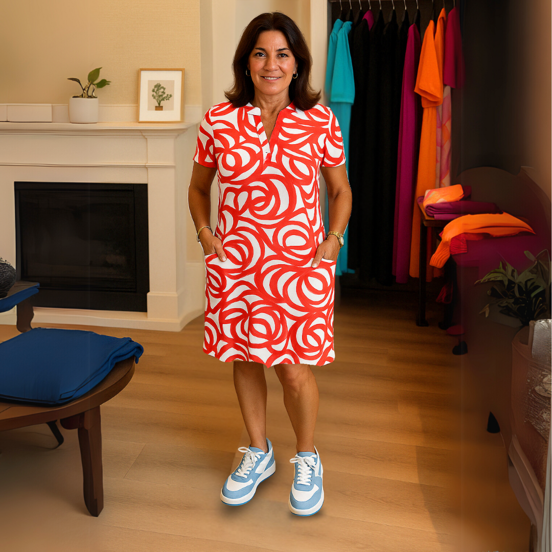Monique - Print jurk met V-hals