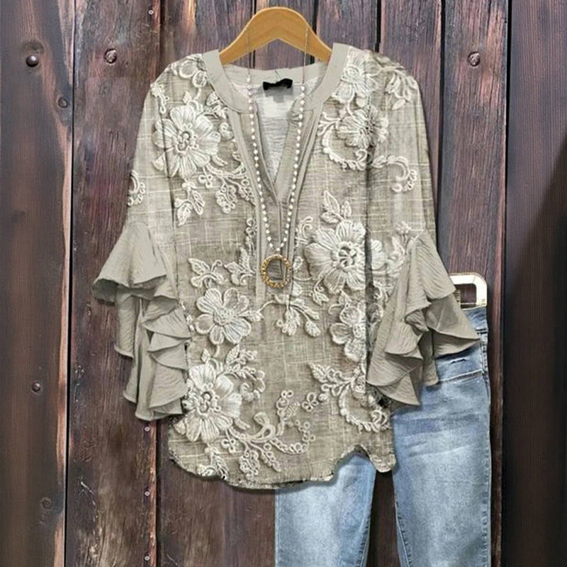 Vintage Blouse Met Bloemenprint