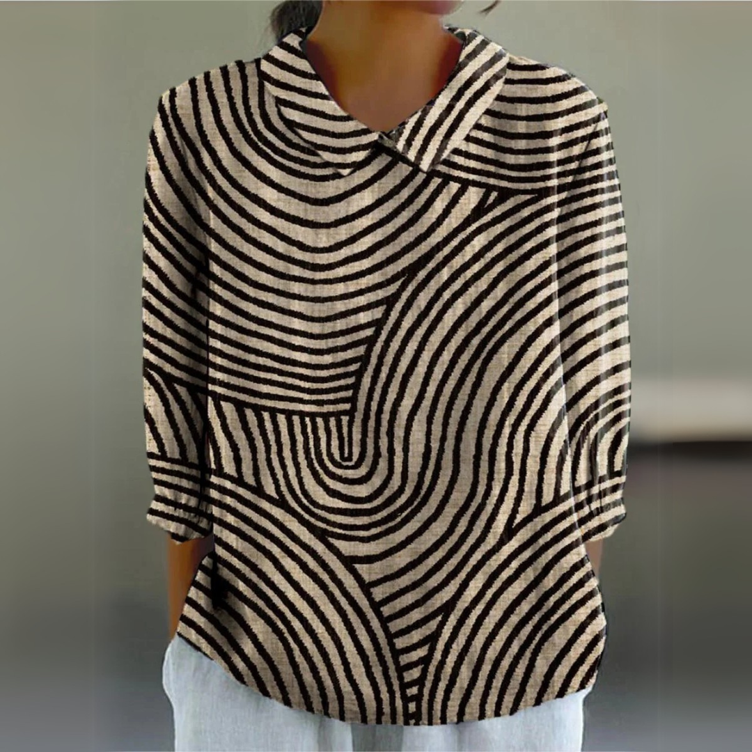 Dames Abstracte Lijnpatroon Kunst Print Casual Katoen