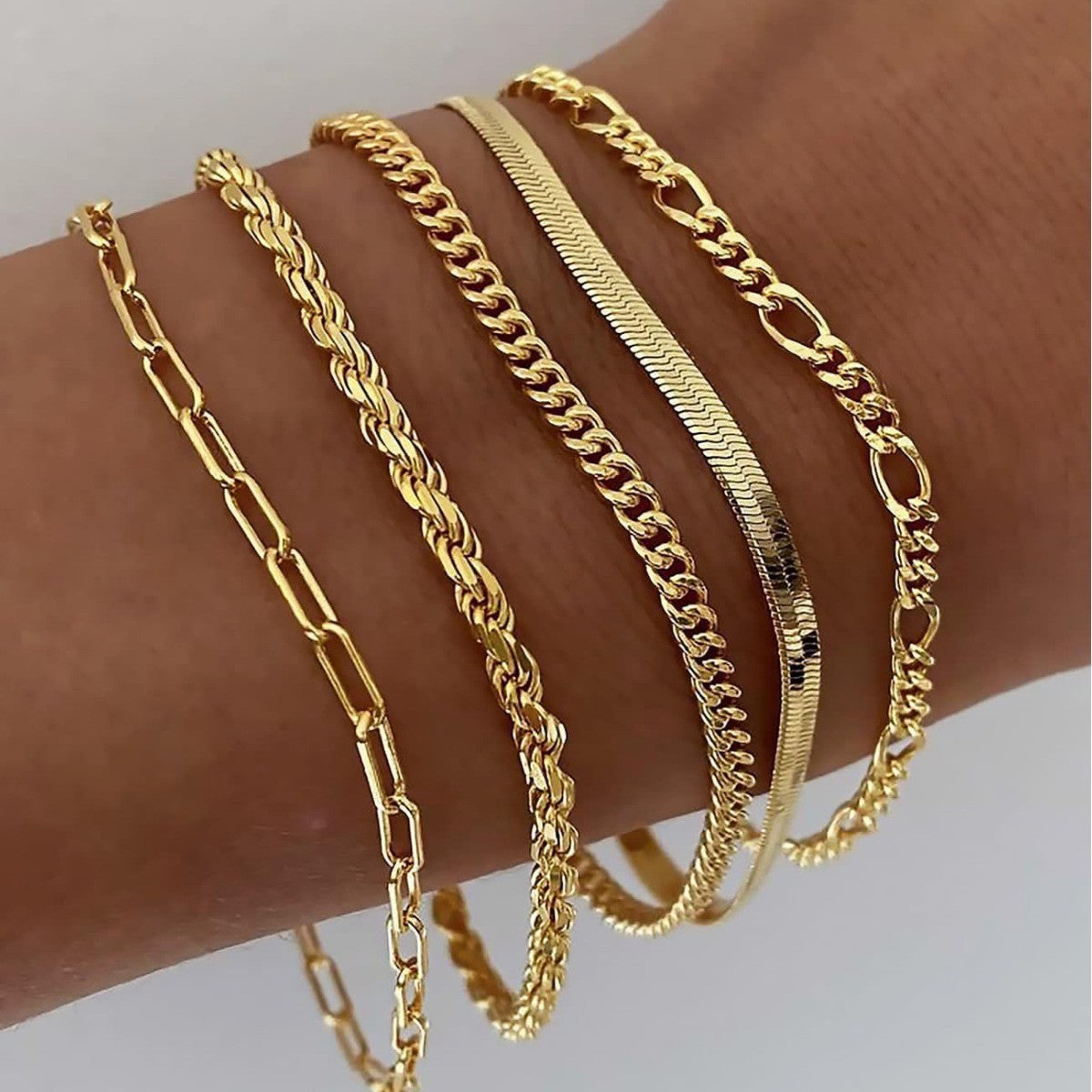 Mia | Armbandenset - 5-delige Schakelcollectie
