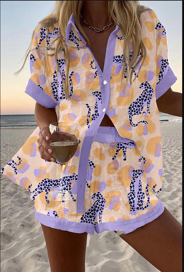 Reolia™ | Korte linnen set met luipaardprint