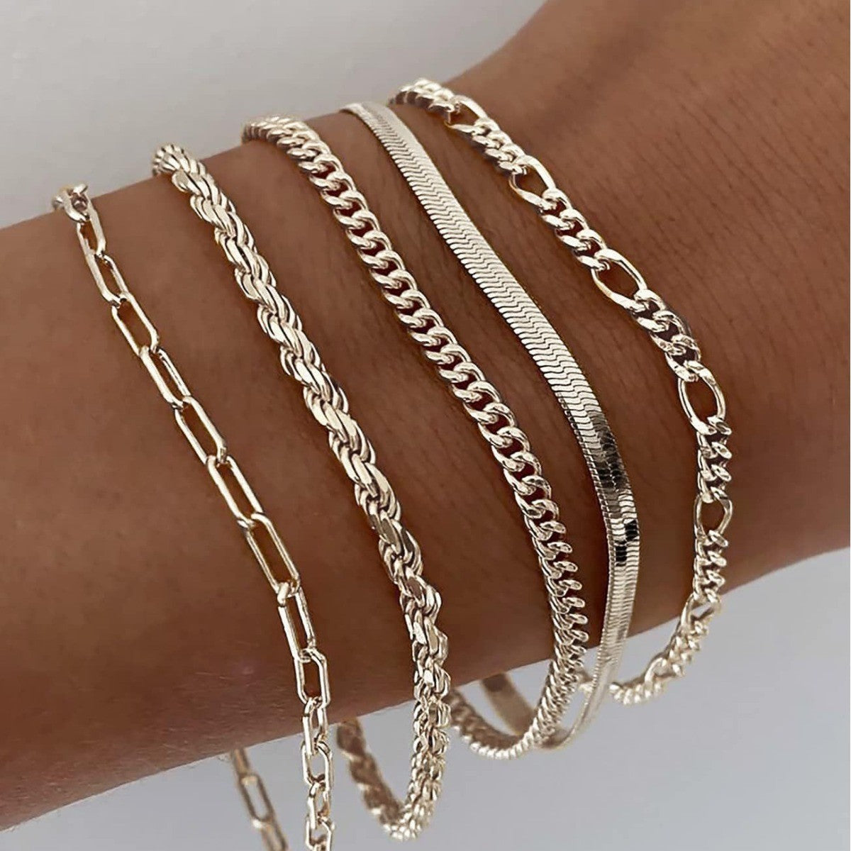 Mia | Armbandenset - 5-delige Schakelcollectie