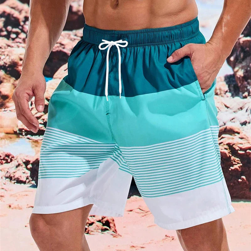 Jack | Heren Sneldrogende Gestreepte Zwemshort met Elastische Tailleband