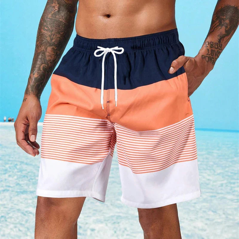Jack | Heren Sneldrogende Gestreepte Zwemshort met Elastische Tailleband