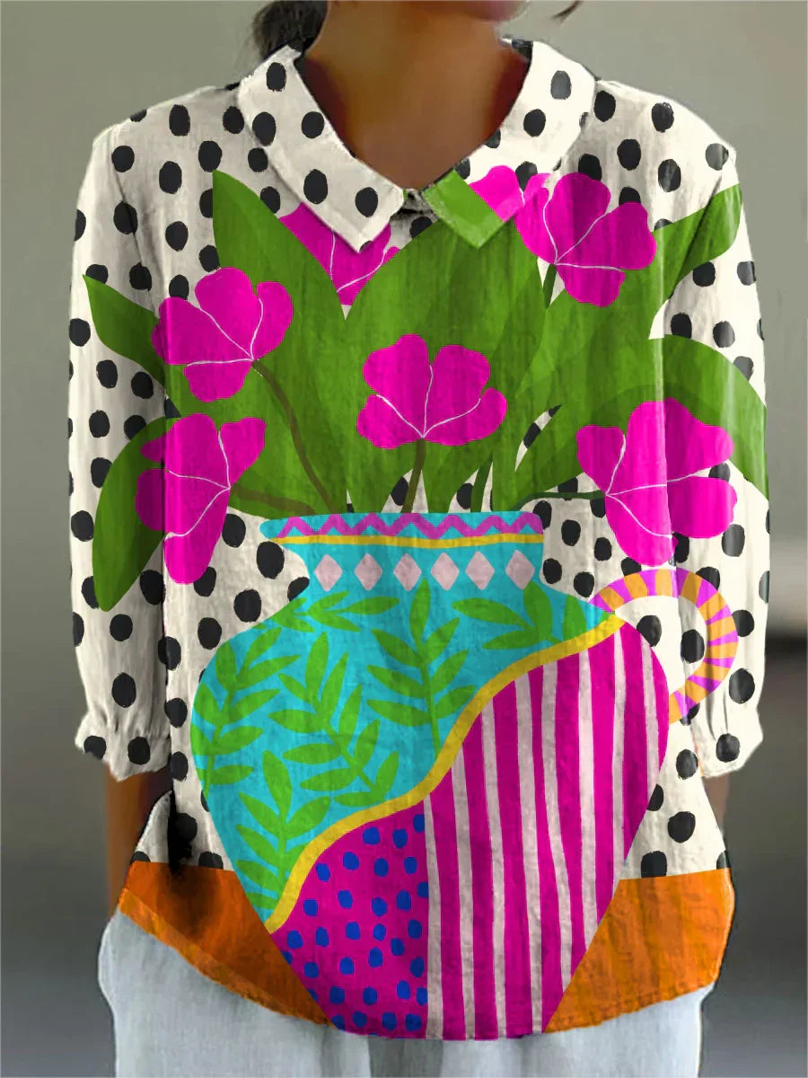 Elle | Vintage kleurrijke blouse