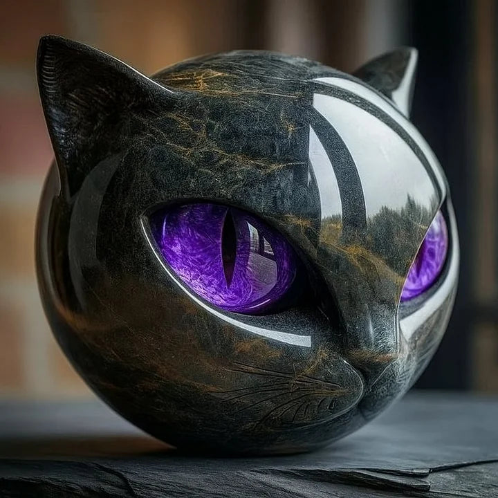 NyxCharm - Mystiek Zwart Kattenhoofd Beeldhouwwerk
