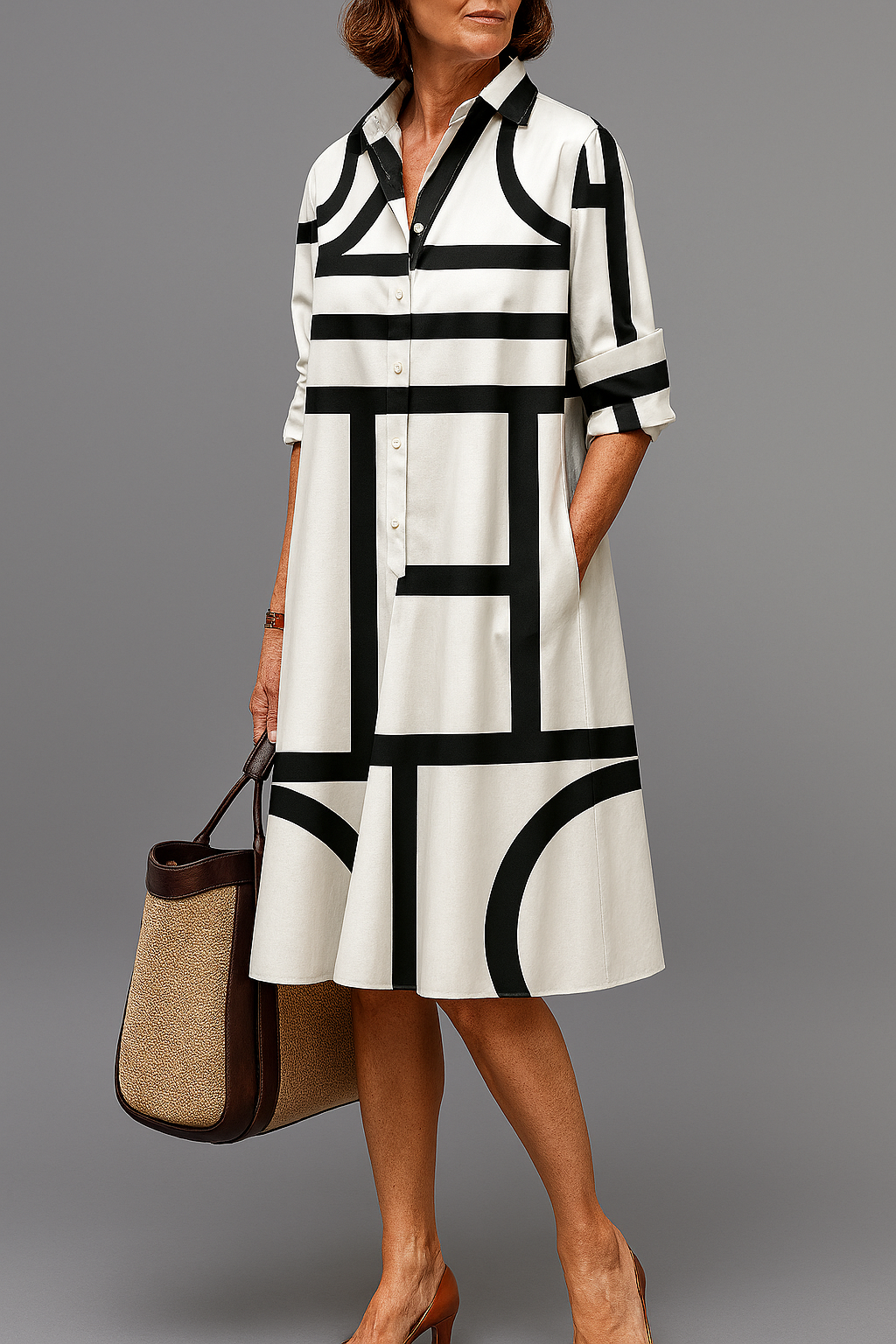 Brigitte – Luxe Midi Jurk voor Moeiteloze Elegantie