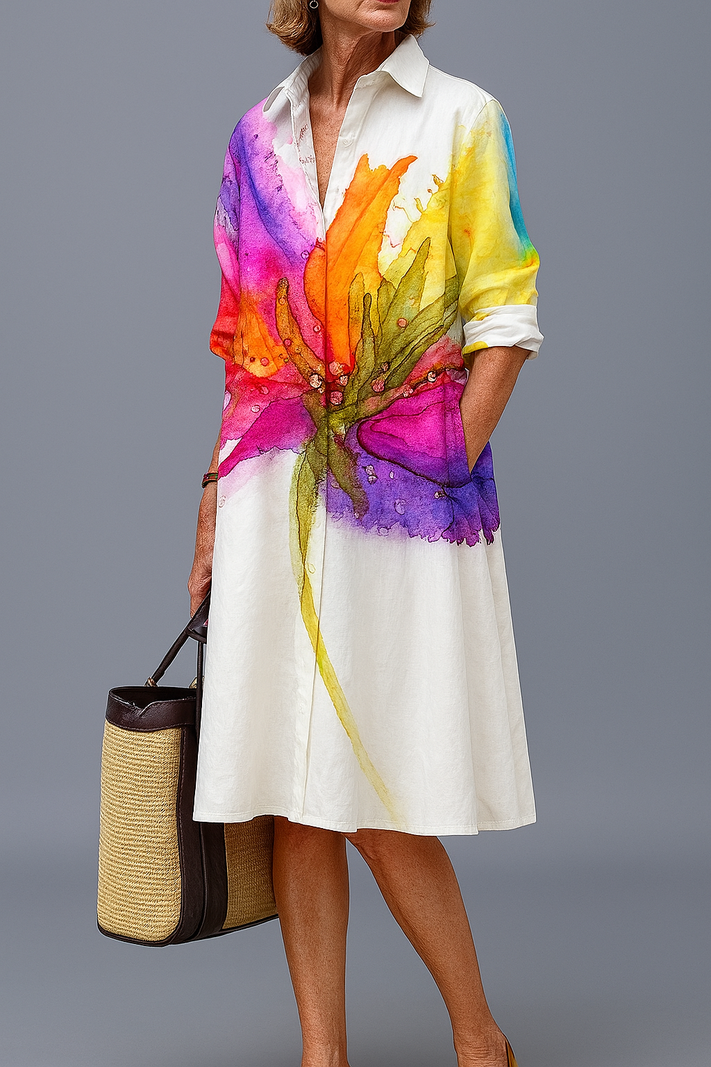 Doris - Luxe Midi Jurk voor Moeiteloos Zomercomfort