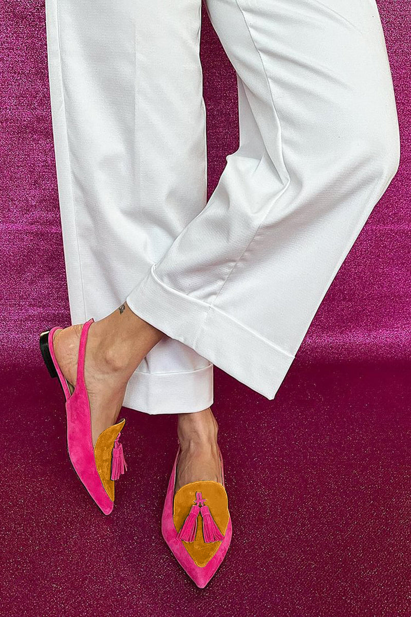 Quelia – Puntige Slingbacks met Franje