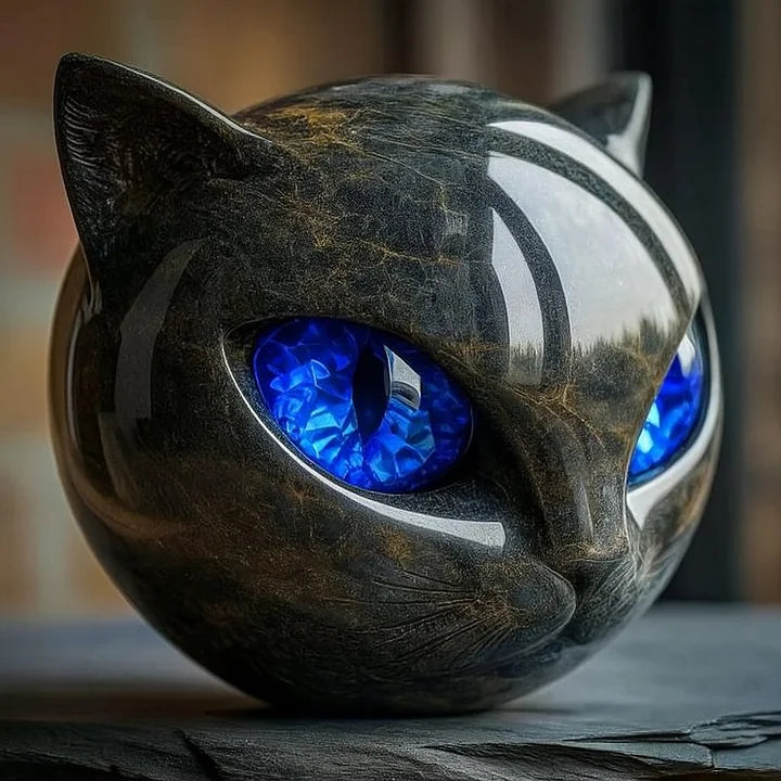 NyxCharm - Mystiek Zwart Kattenhoofd Beeldhouwwerk