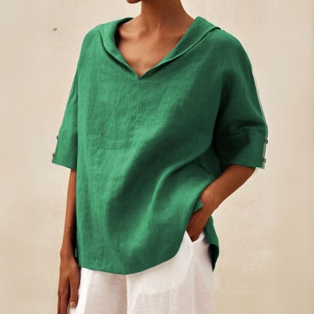 Michal - Dames Casual Linnen V-Hals Shirt