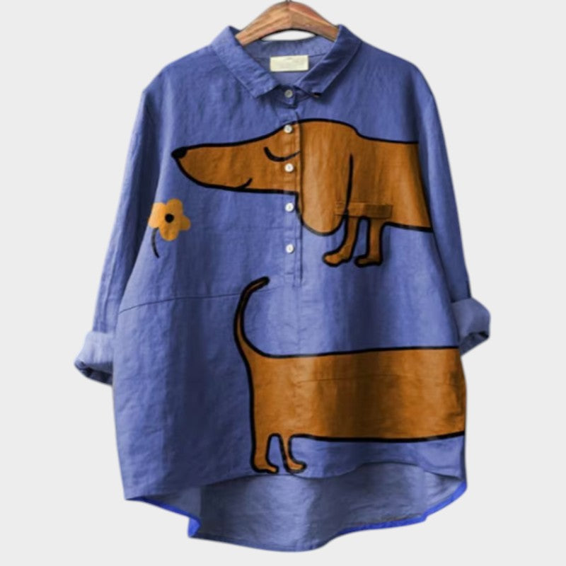 Arjan - Exclusieve Damesblouse met Hondenprint