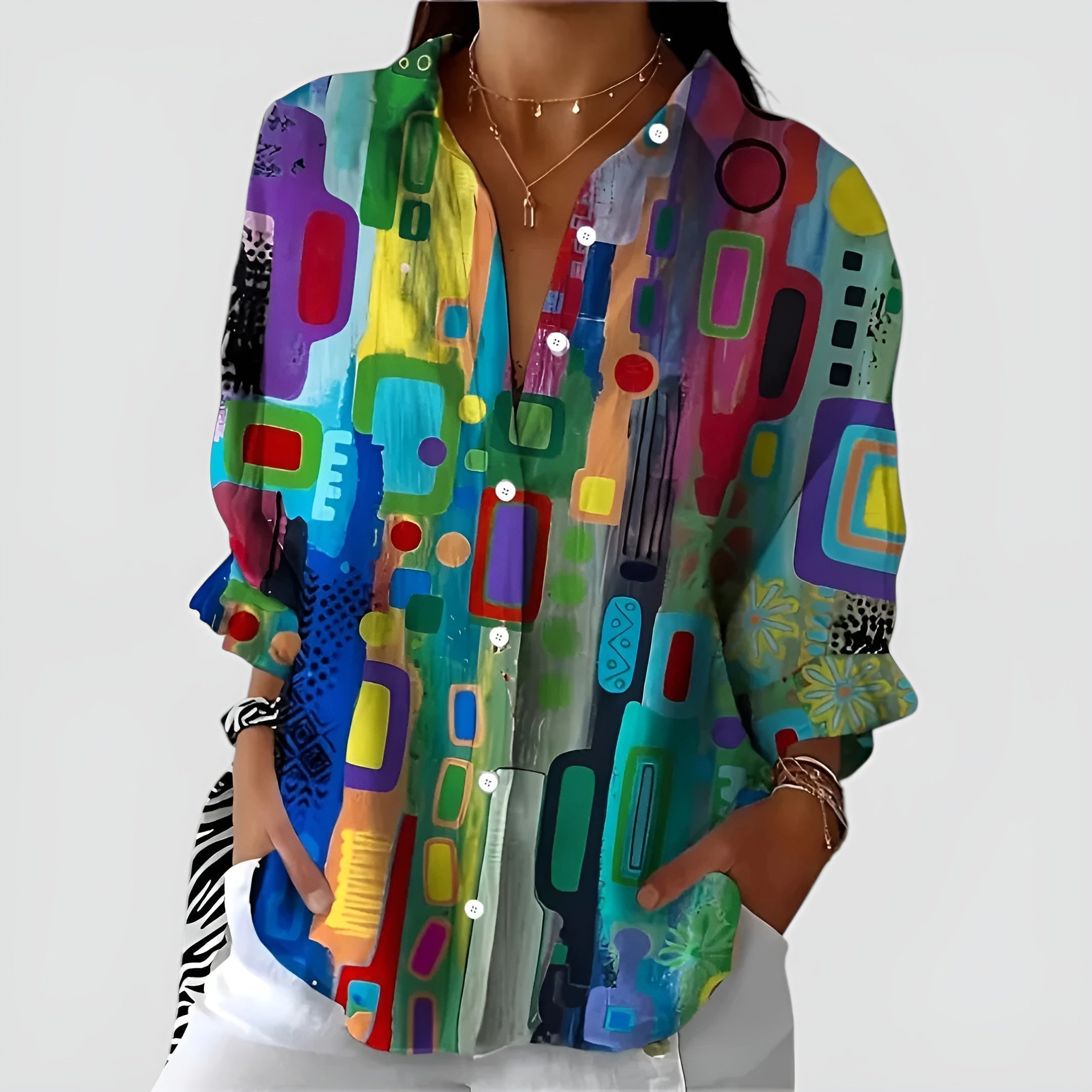 Ava blouse met geometrisch patroon