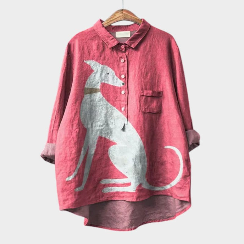 Arjan - Exclusieve Damesblouse met Hondenprint