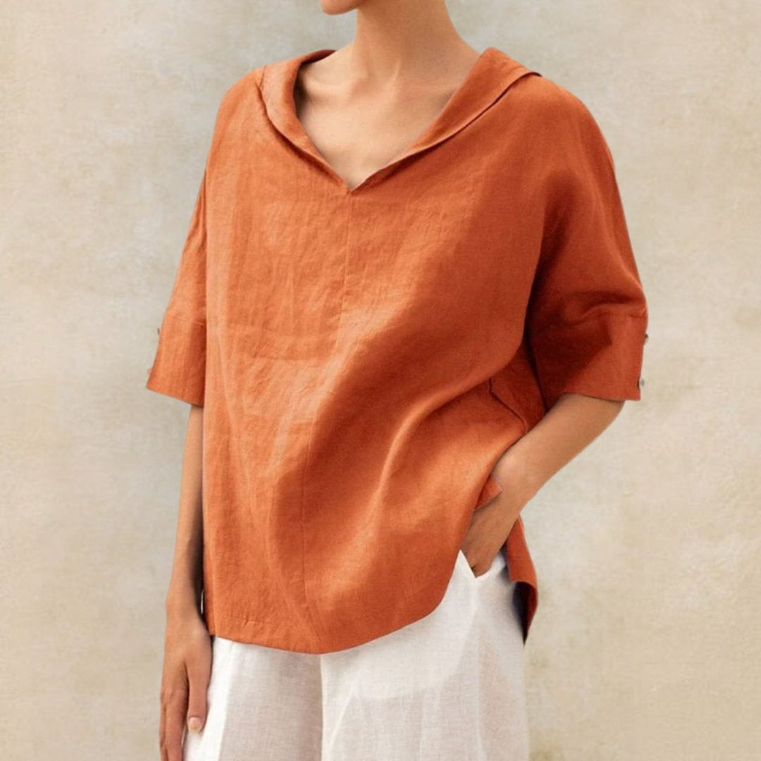 Michal - Dames Casual Linnen V-Hals Shirt